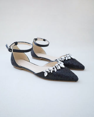 Black Glitter Bridesmaids Flats