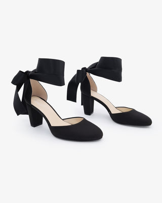 Satin Block Heel with Wrapped Ankle TieWomen Shoes