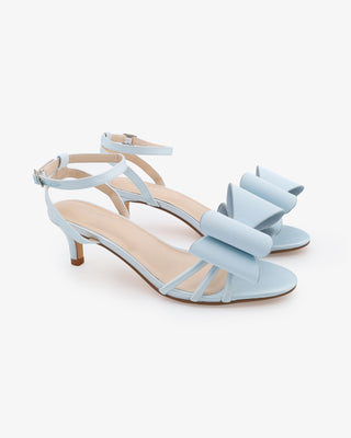 Satin Ankle Strap Low Heel Sandals with Front Tuxie BowWomen Shoes