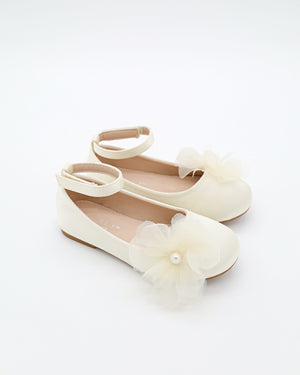 Girls Satin Ballet Flats with Ophelia Flowers