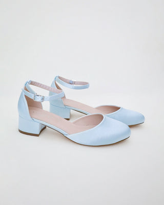 light blue wedding shoes block heel