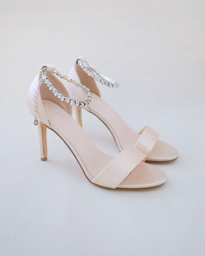 champagne wedding high heel sandals with rhinestones