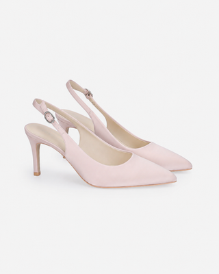 Satin Pointy Toe Slingback Evening Pumps