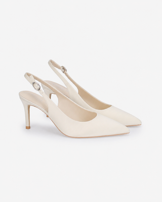 Satin Pointy Toe Slingback Wedding Pumps
