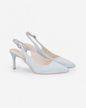 Satin Pointy Toe Slingback Wedding Pumps