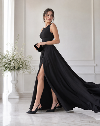 Black satin pointy toe slingback wedding pumps with Button Brooch embellishment