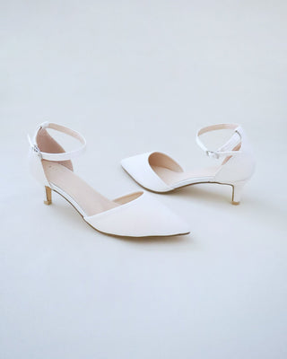 ivory satin bridal low heels shoes