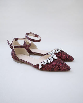 Burgundy Glitter Bridesmaids Flats