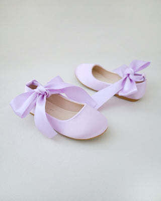 Satin Ballet Flats with Ankle Tie or Ballerina Lace Up