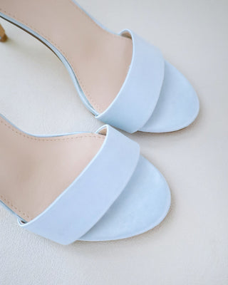 light blue satin high heel wedding sandals