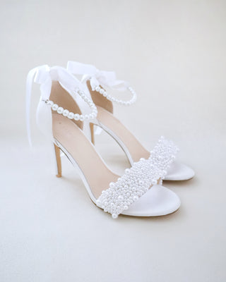 white pearls wedding high heel