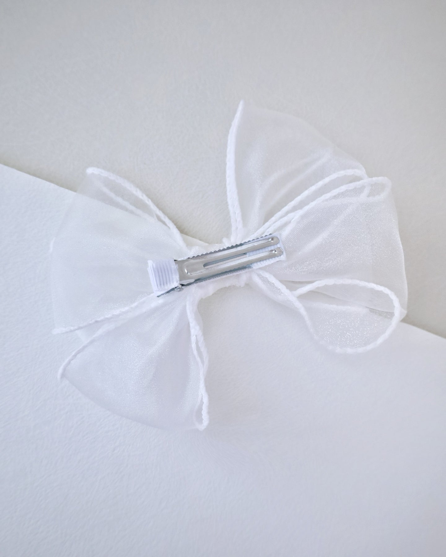 KP Accessories White Organza Layered Hair Bow, Wedding Accessories, Girls Hair Clips White / Shoe Clips (1 Pair)