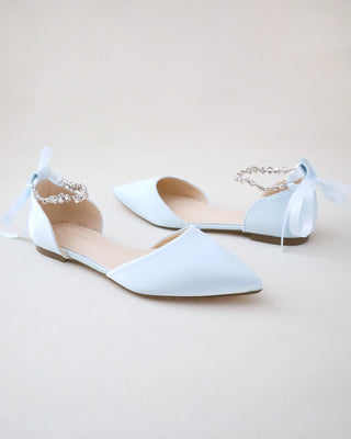 Light Blue Wedding Flat with Amaryllis Strap