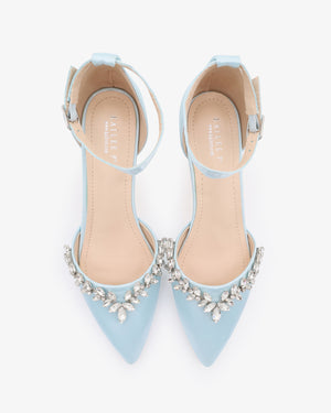 Satin Pointy Toe Flats with Starlet Rhinestones Embellishments