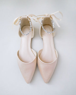 Champagne Bridesmaids Satin Flats