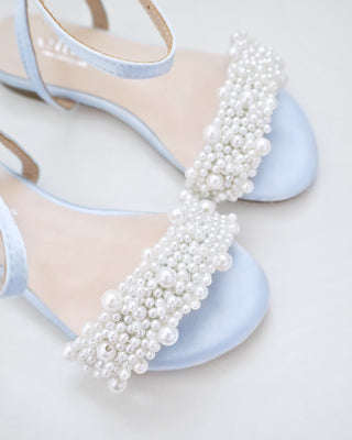 Girls Satin Evening Flat Sandal with Perla Applique