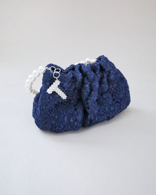 Cleo Pearl Lace Mini Pouch with Pearl InitialClutch