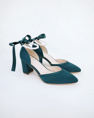 All Pearl Ankle Strap Evening Block Heel
