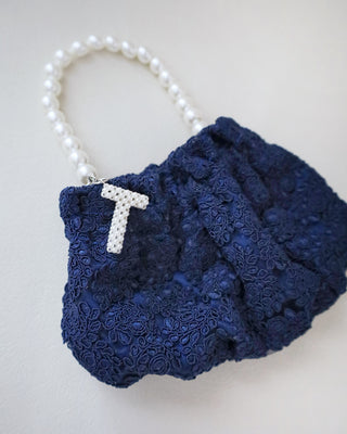 Cleo Pearl Lace Mini Pouch with Pearl InitialClutch
