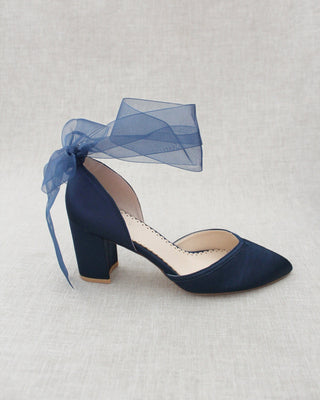 Ankle Wrap Tie Evening Block HeelsWomen Shoes