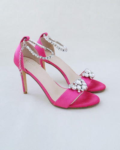 fuchsia wedding high heel with rhinestones