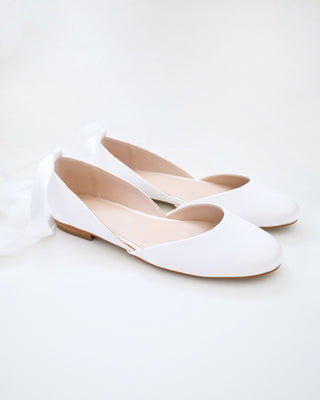 Satin Round Toe Bridal Flat with Ballerina Lace Up