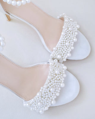 ivory pearls wedding high heel
