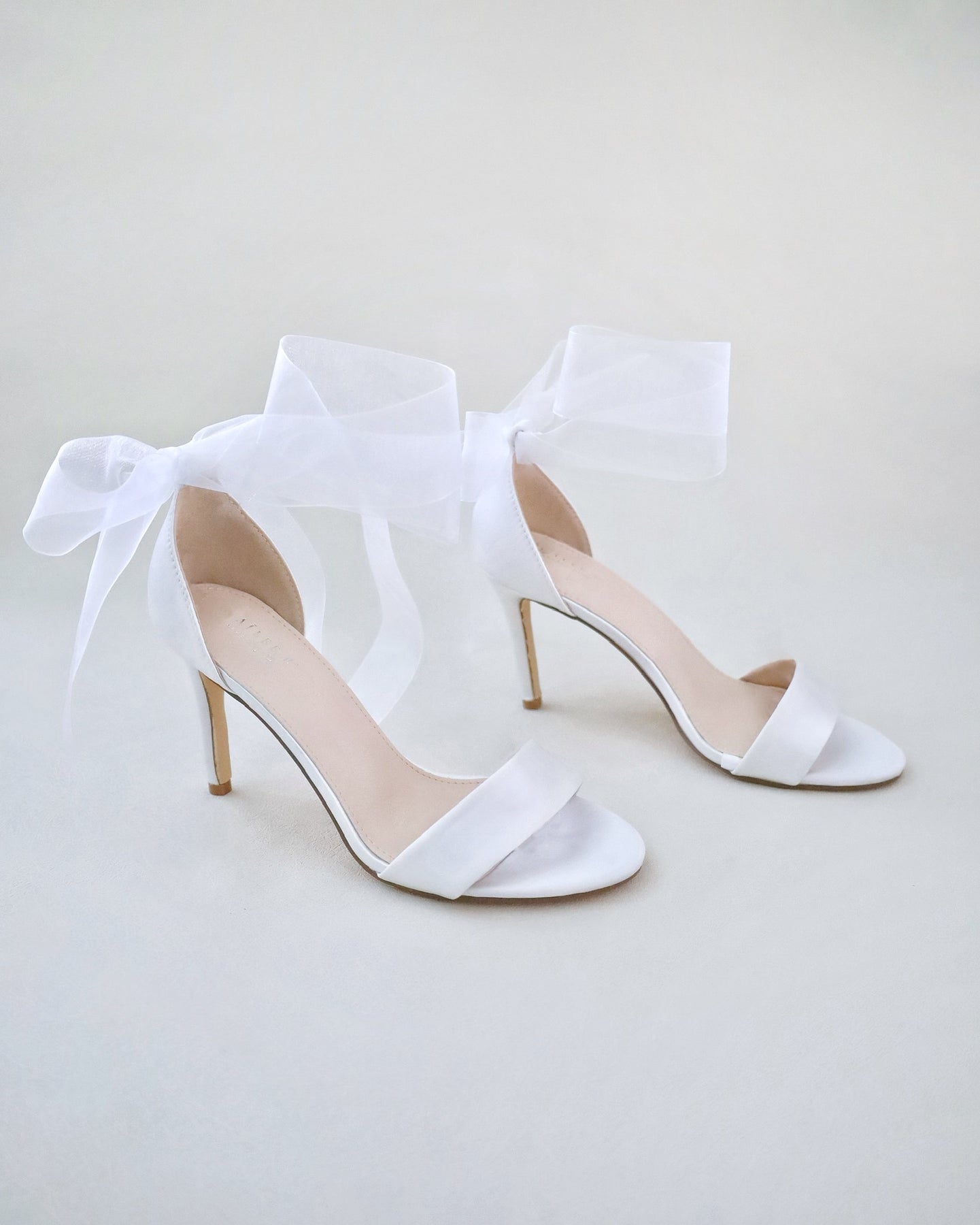 Satin High Heel Wedding Sandals with Pearl Strap Bridal Heels