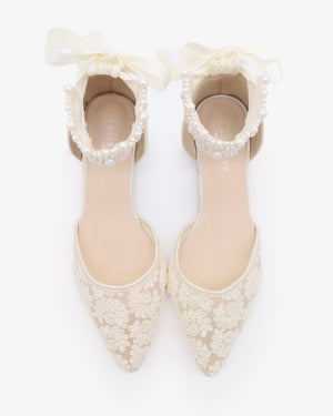 Crochet Lace Pointy Toe with Perla Ankle Strap