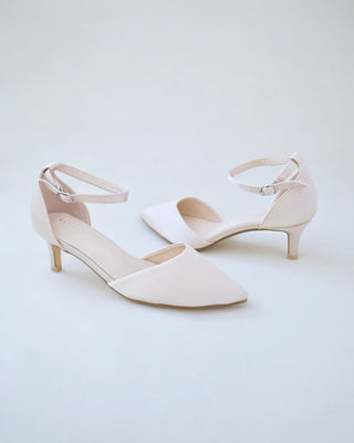 champagne satin bridal low heels shoes