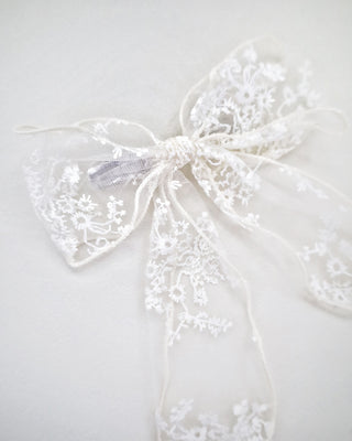 Floral Lace Bridal Hair Bow Barrette