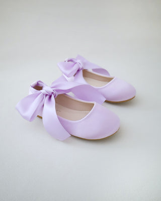 Satin Ballet Flats with Ankle Tie or Ballerina Lace Up