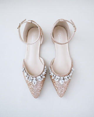 Rose Gold Glitter Bridesmaids Flats