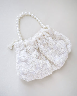 Cleo Pearl Lace Mini Pouch with Pearl InitialClutch