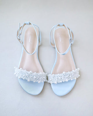 Satin Wedding Flat Sandal with Perla Applique