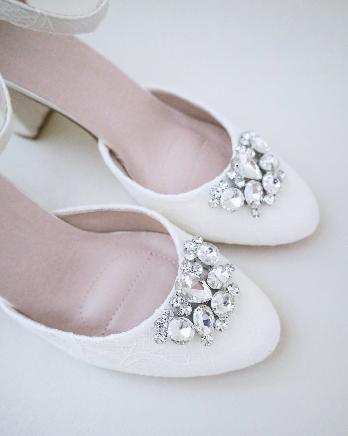 Lace Block Heel with Dewdrop Brooch, Bridesmaids Shoes, Bridal Heels ...