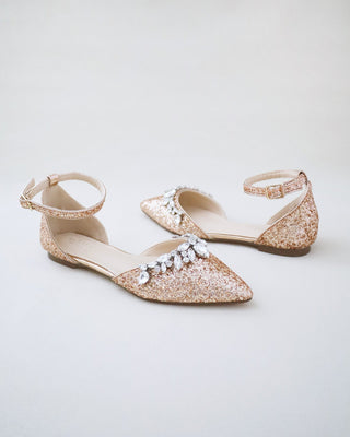 Rose Gold Glitter Bridesmaids Flats