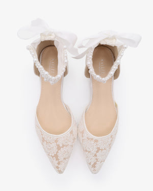 Crochet Lace Pointy Toe with Perla Ankle Strap