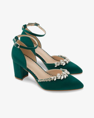 Marquise Rhinestone Block Heel Evening ShoesWomen Shoes