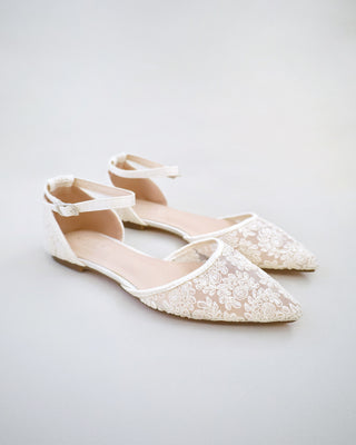 ivory crochet lace bridal flats