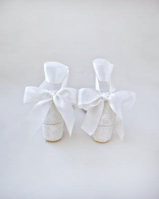 ivory crochet lace wedding sandals with wrapped satin ankle tie