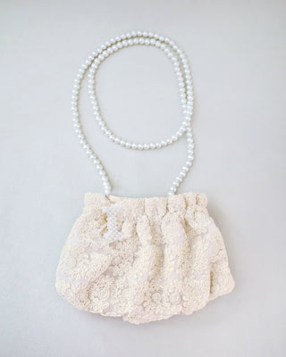 Cleo Pearl Lace Mini Pouch with Pearl Initial