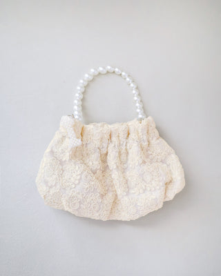 Cleo Pearl Lace Mini Pouch with Pearl Initial
