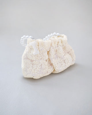 Cleo Pearl Lace Mini Pouch with Pearl Initial