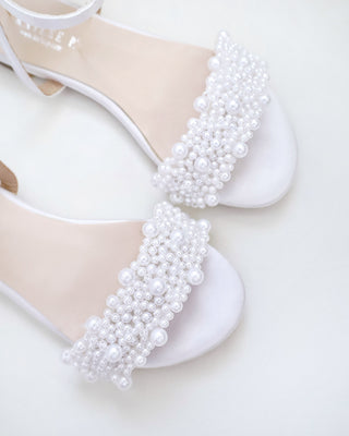 Girls Satin Evening Flat Sandal with Perla Applique