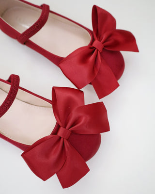 Satin Mary Jane Flats with Front Satin Bow