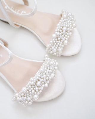 Girls Satin Evening Flat Sandal with Perla Applique