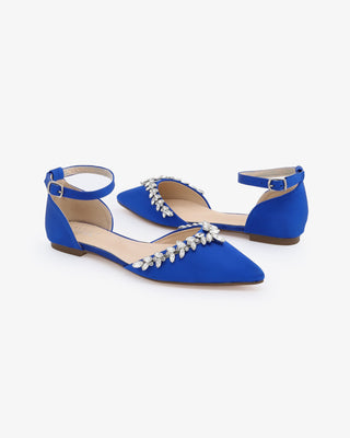 Satin Pointy Toe Evening Flats with Starlet Rhinestones EmbellishmentsWomen Shoes