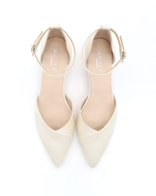 ivory classic satin wedding shoes with low block heels