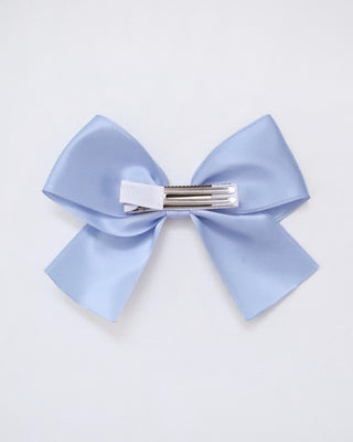 Silver Rock Glitter Mary Jane with Dusty Blue Satin Bow
